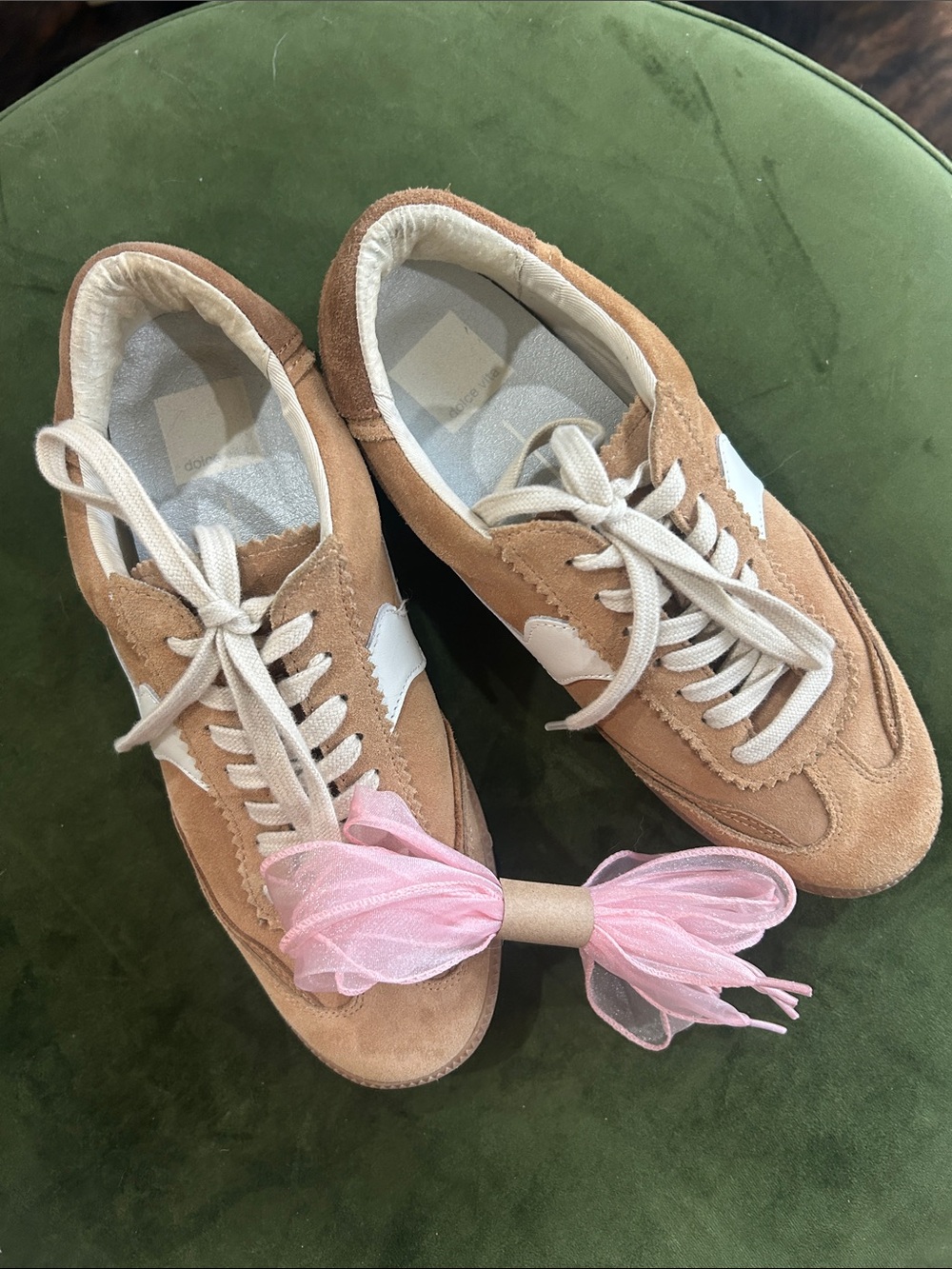 Dolce Vita Tan Suede Sneakers with White Accent